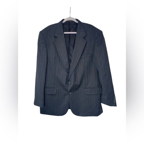 Oscar de la Renta Other - Oscar de la Renta Men’s Pinstripe Blazer 46R Wool Charcoal Gray 2-Button Vintage